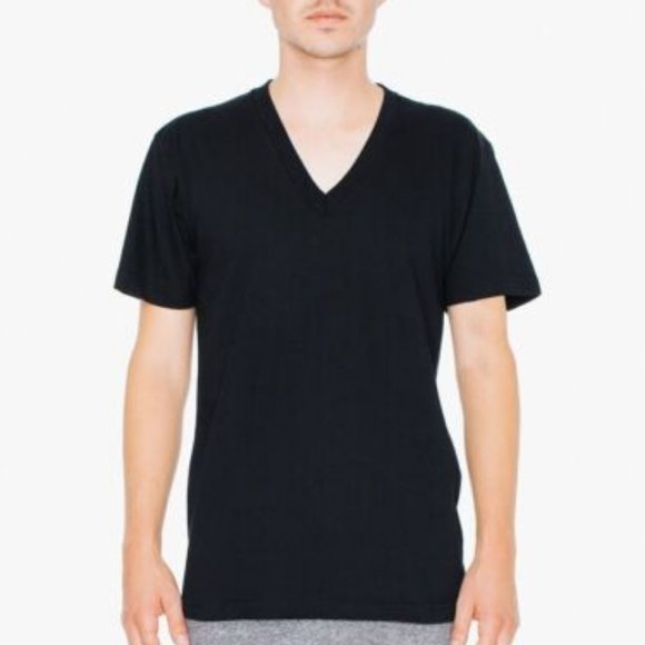 NWT AMERICAN APPAREL FINE JERSEY‎ V-NECK T-SHIRT BLACK XXS - Picture 1 of 7